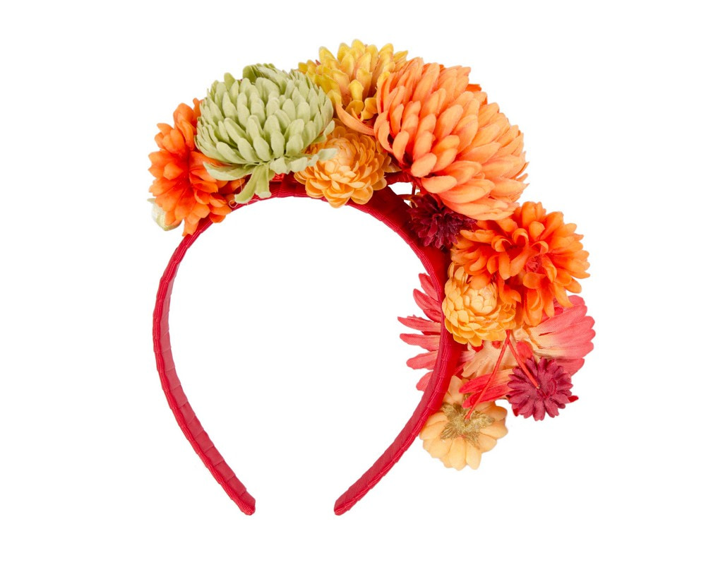 Multi-tone orange flower fascinator headband - Image 4