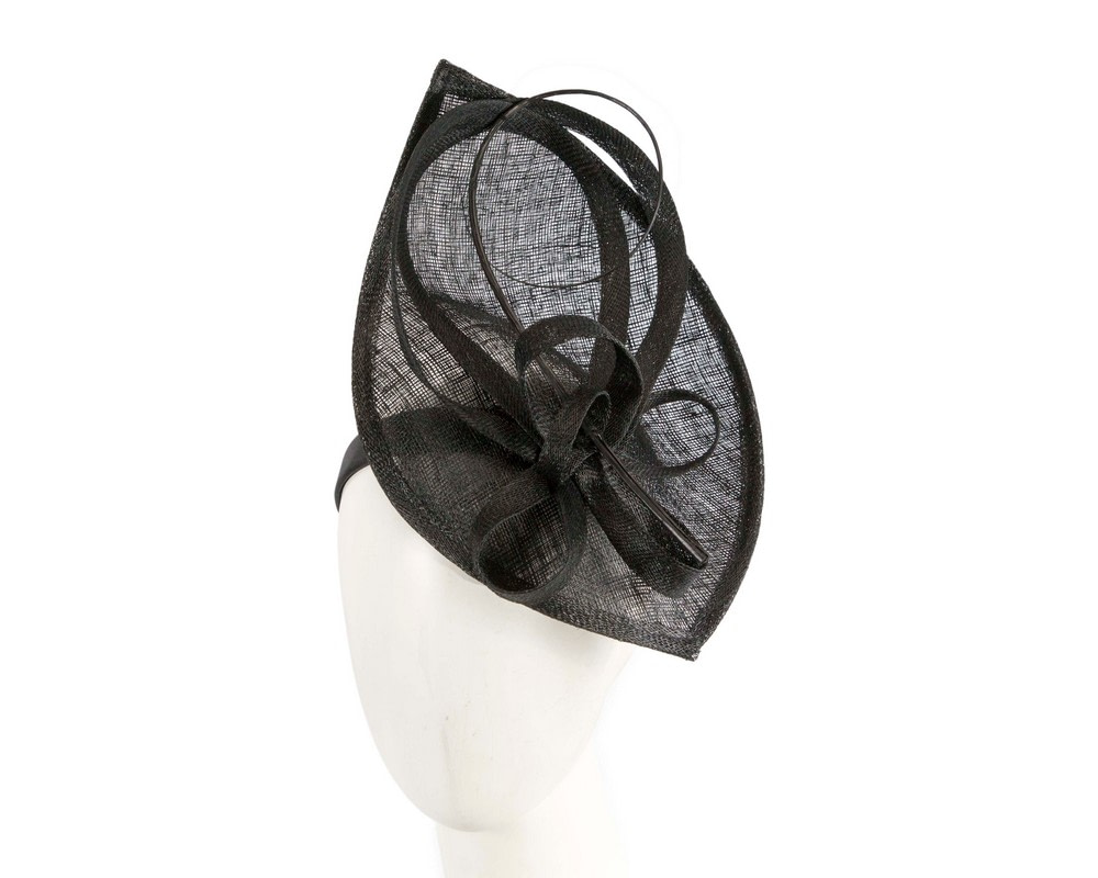 Tall black sinamay fascinator by Max Alexander MA911 - Hats From OZ UK | MA911B Tall black sinamay fascinator by Max Alexander MA911 - Hats From OZ UK