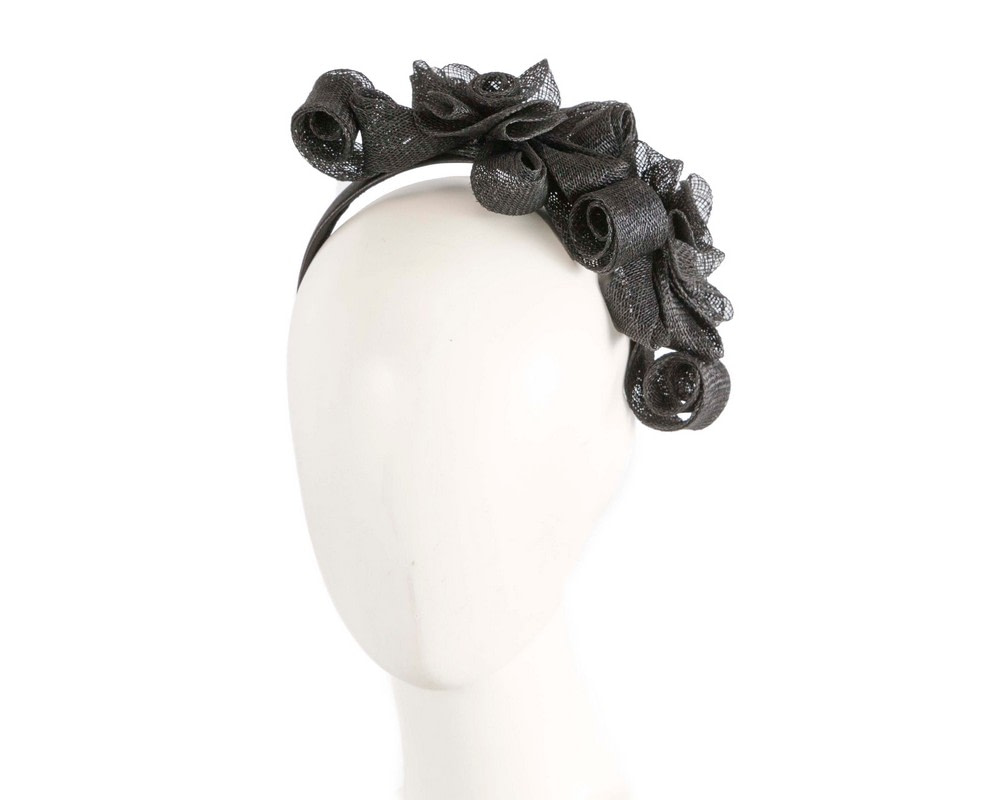 Black curly sinamay fascinator by Max Alexander - Hats From OZ UK