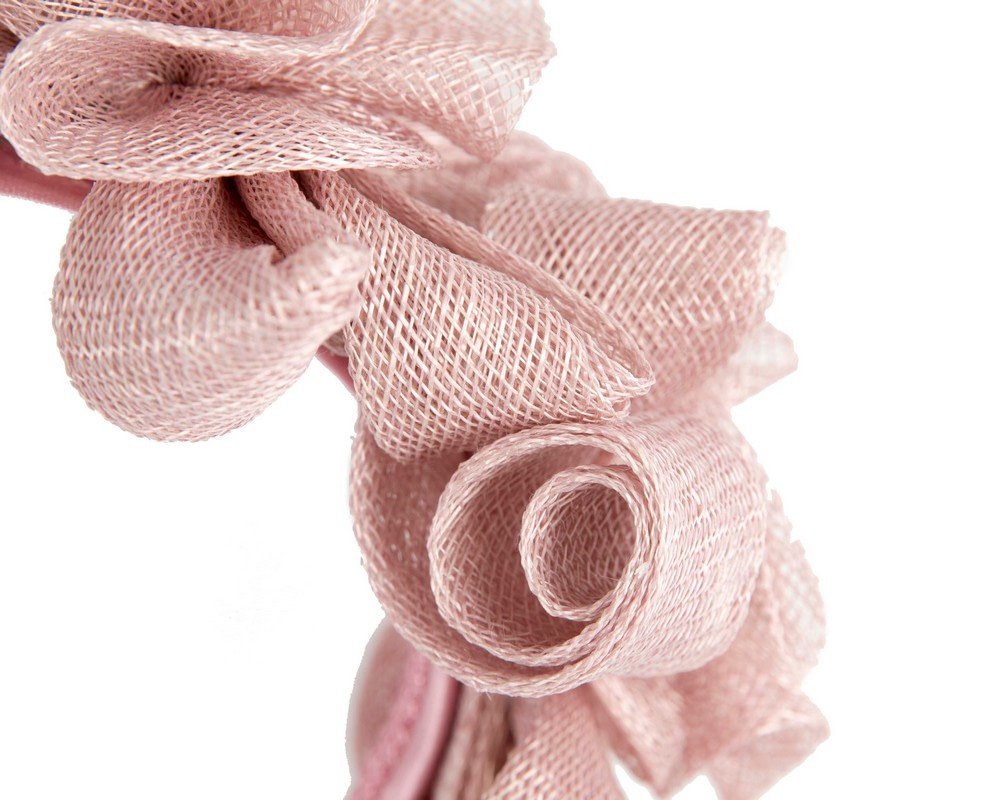 Dusty pink curly sinamay fascinator by Max Alexander - Hats From OZ UK Dusty pink curly sinamay fascinator by Max Alexander - Image 3