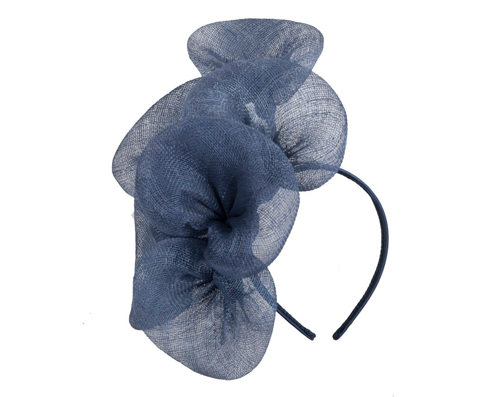 Large navy sinamay flower fascinator by Max Alexander - Hats From OZ UK Large navy sinamay flower fascinator by Max Alexander - Image 2