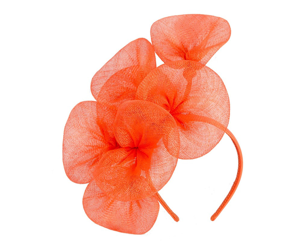 Large orange sinamay flower fascinator by Max Alexander MA918 - Hats From OZ UK Large orange sinamay flower fascinator by Max Alexander MA918 - Image 2