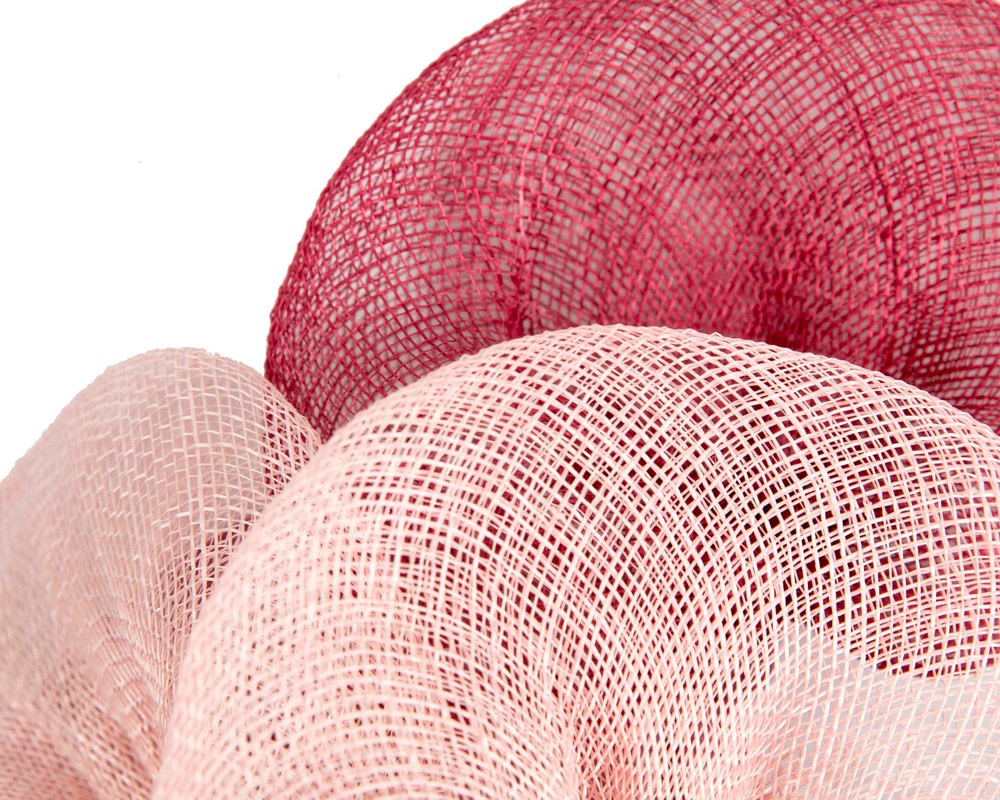 Large wine and pink sinamay flower fascinator by Max Alexander - Hats From OZ UK Large wine and pink sinamay flower fascinator by Max Alexander - Image 3