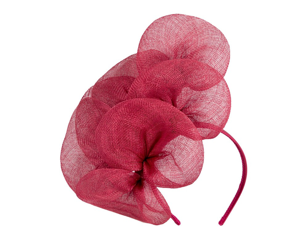 Large wine-colored sinamay flower fascinator by Max Alexander - Hats From OZ UK Large wine-colored sinamay flower fascinator by Max Alexander - Image 2
