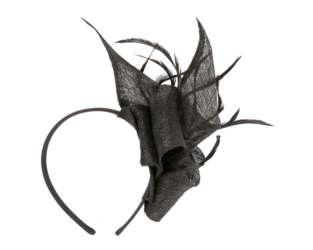 Black sinamay fascinator by Max Alexander - Hats From OZ UK Black sinamay fascinator by Max Alexander - Image 4