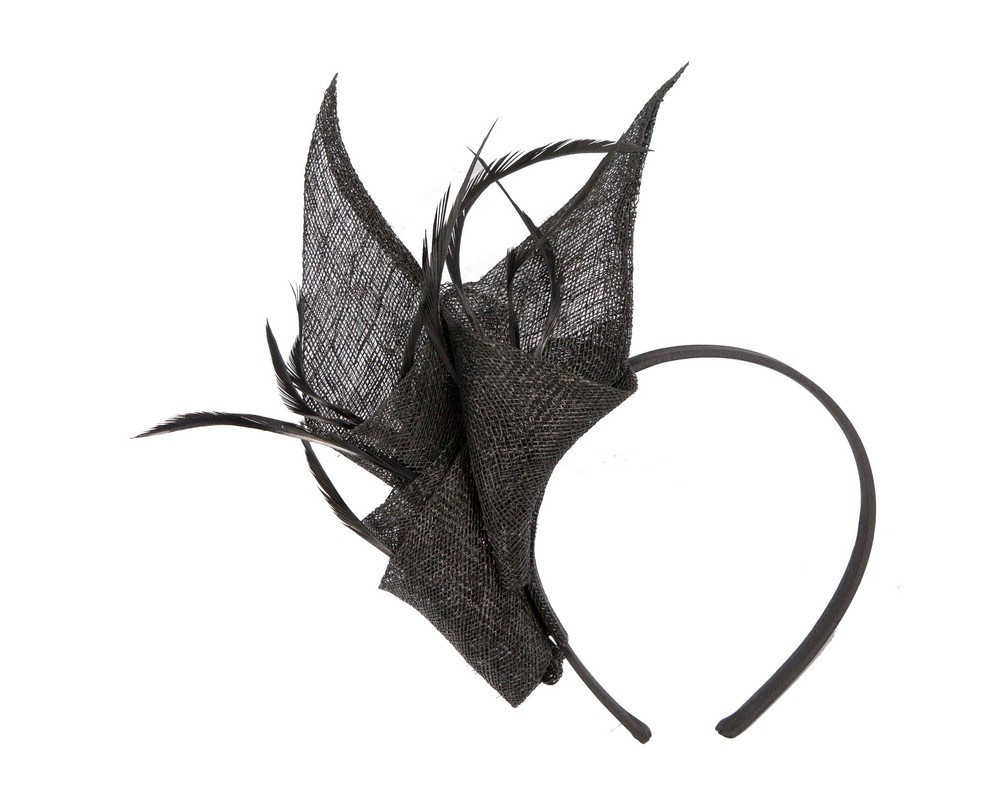 Black sinamay fascinator by Max Alexander - Hats From OZ UK Black sinamay fascinator by Max Alexander - Image 2
