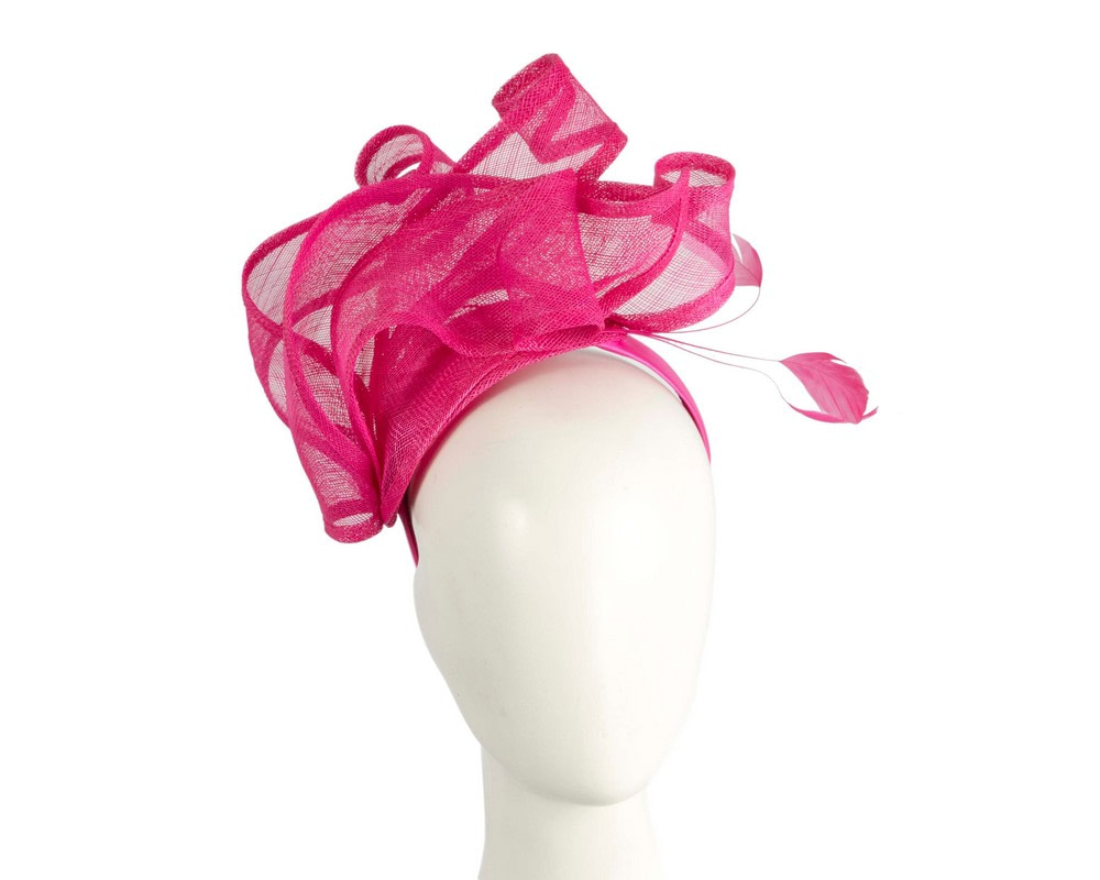 Large fuchsia sinamay fascinator MA931 - Hats From OZ UK