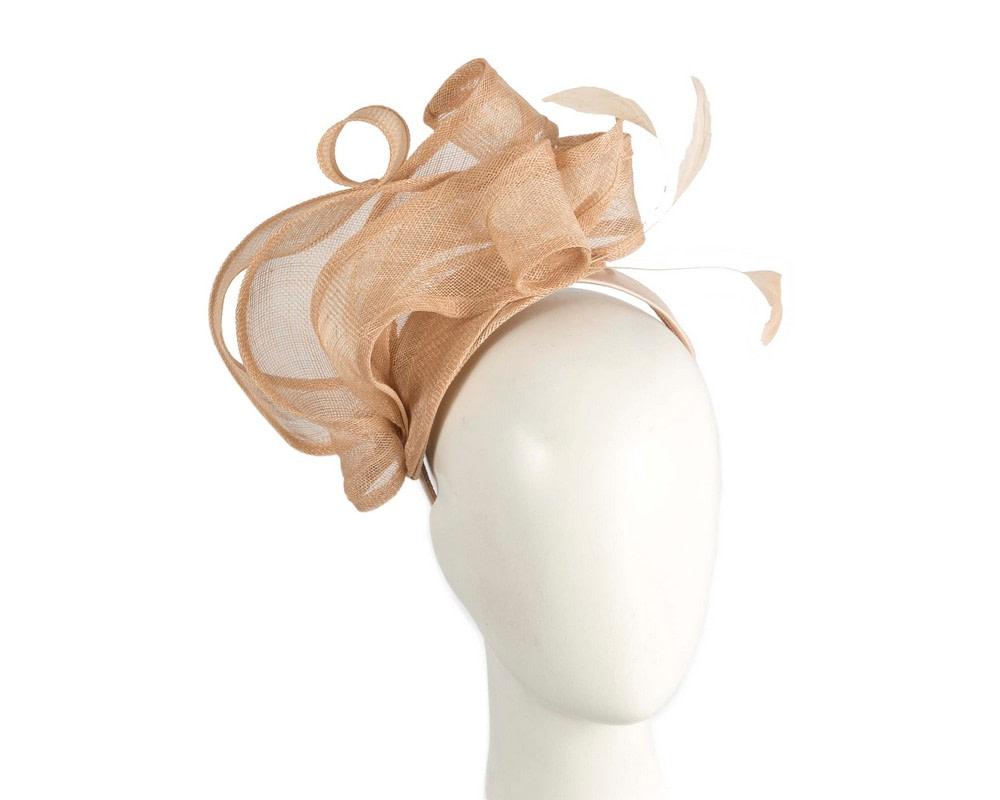 Large nude sinamay fascinator MA931 - Hats From OZ UK