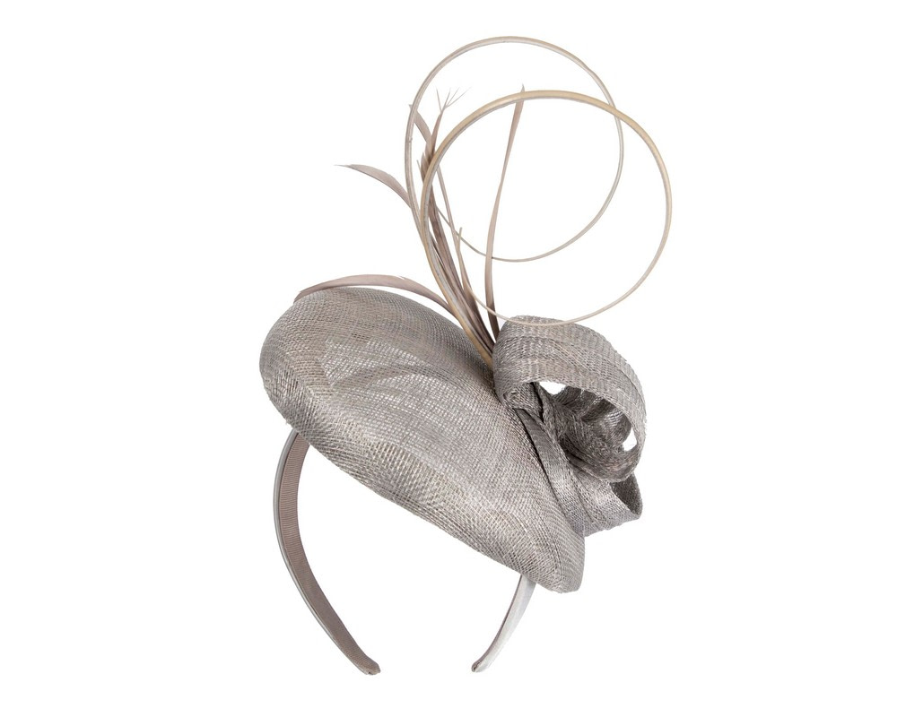 Silver sinamay pillbox fascinator by Max Alexander - Hats From OZ UK Silver sinamay pillbox fascinator by Max Alexander - Image 6