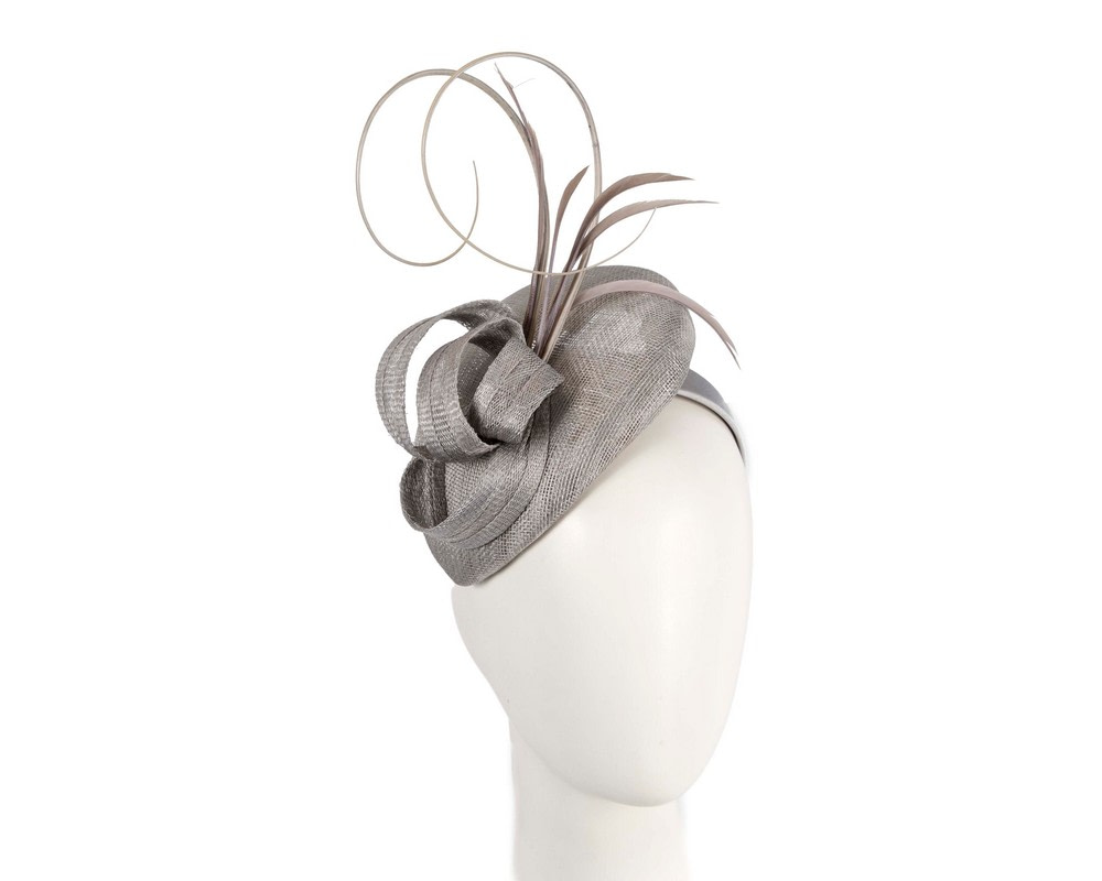 Silver sinamay pillbox fascinator by Max Alexander - Hats From OZ UK Silver sinamay pillbox fascinator by Max Alexander