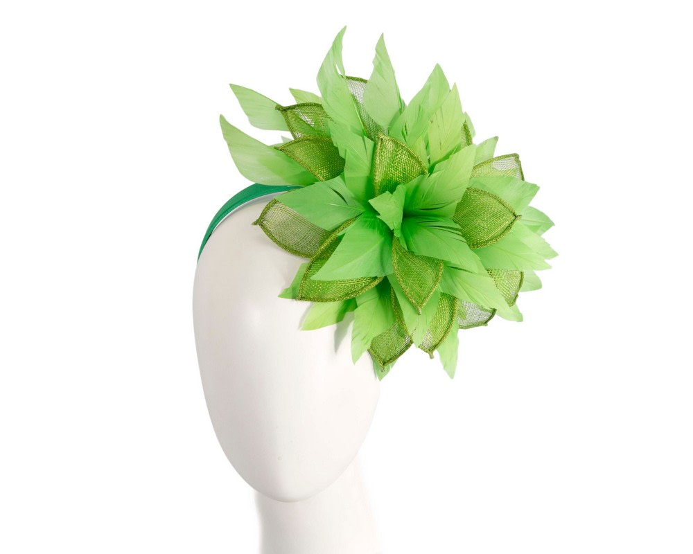 Green feathers flower fascinator by Max Alexander - Hats From OZ UK