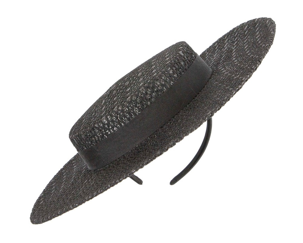 Black lace covered boater hat by Max Alexander - Hats From OZ UK Black lace covered boater hat by Max Alexander - Image 2