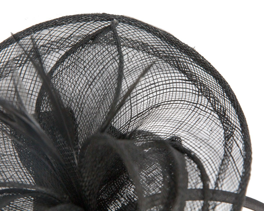 Black sinamay racing fascinator by Max Alexander - Hats From OZ UK Black sinamay racing fascinator by Max Alexander - Image 3