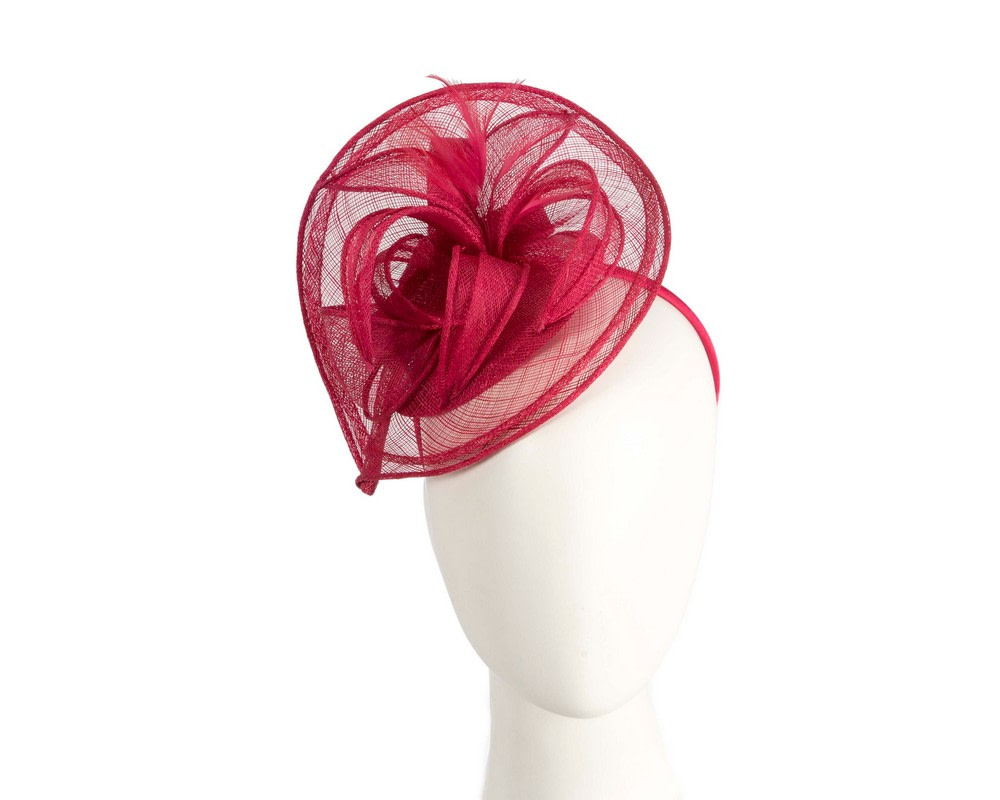 Red sinamay racing fascinator by Max Alexander - Hats From OZ UK | MA954R Red sinamay racing fascinator by Max Alexander - Hats From OZ UK