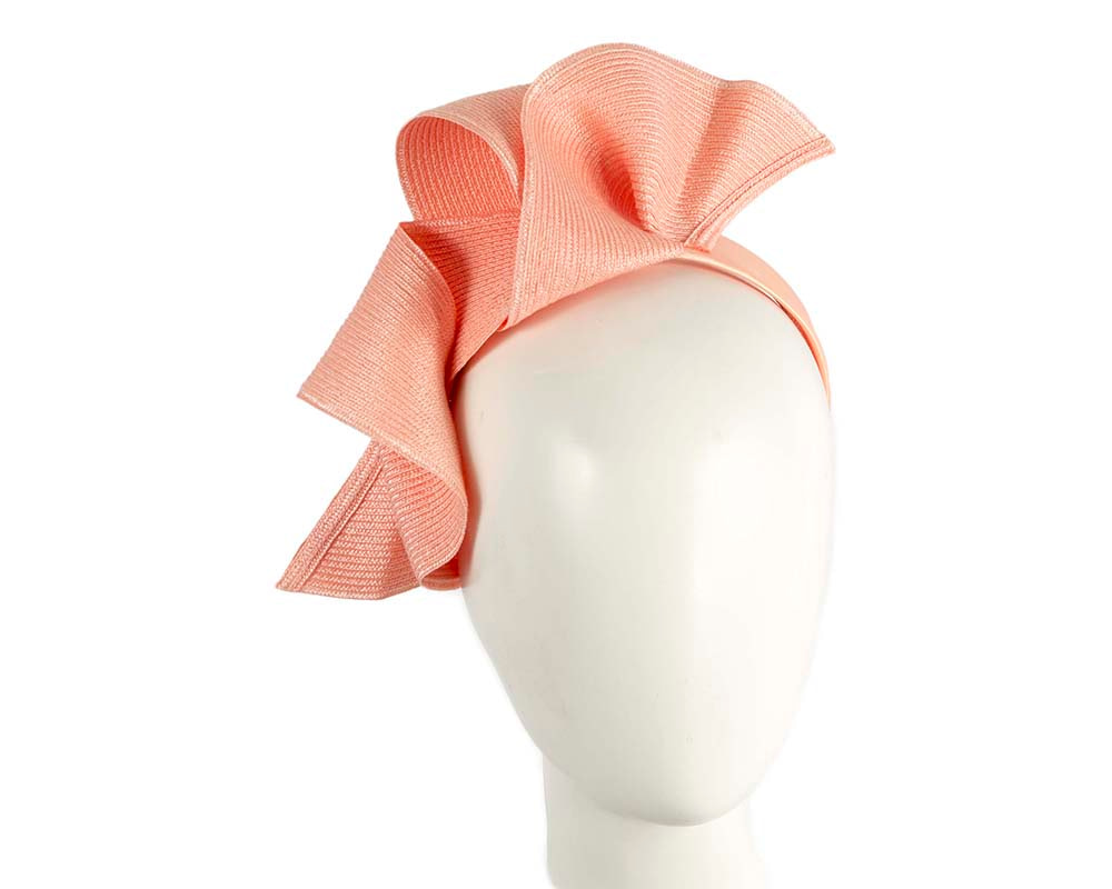 Large coral wave racing fascinator by Max Alexander - Hats From OZ UK | MA955CR Large coral wave racing fascinator by Max Alexander - Hats From OZ UK