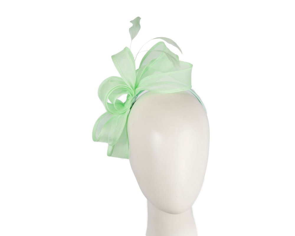 Mint green organza fascinator by Max Alexander - Hats From OZ UK | MA956MI Mint green organza fascinator by Max Alexander - Hats From OZ UK