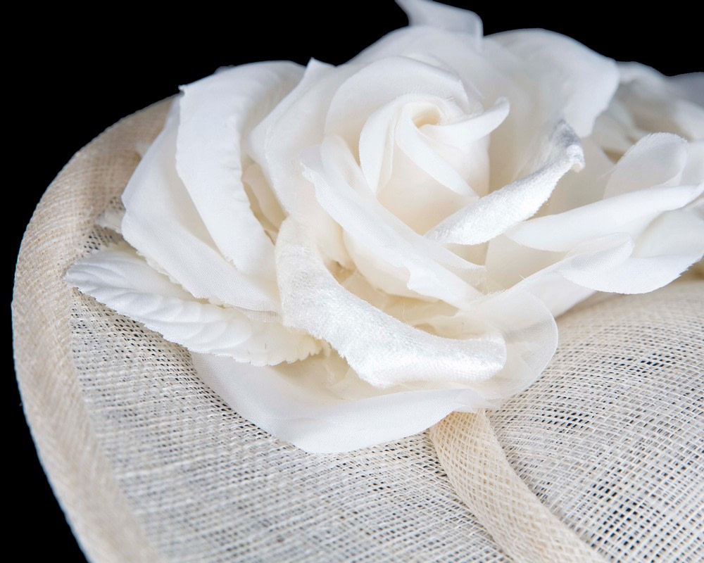 Large cream sinamay fascinator hat with flowers by Max Alexander - Hats From OZ UK Large cream sinamay fascinator hat with flowers by Max Alexander - Image 5