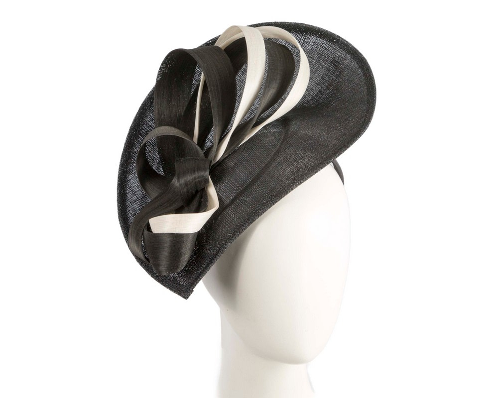 Large black & cream sinamay fascinator by Max Alexander - Hats From OZ UK