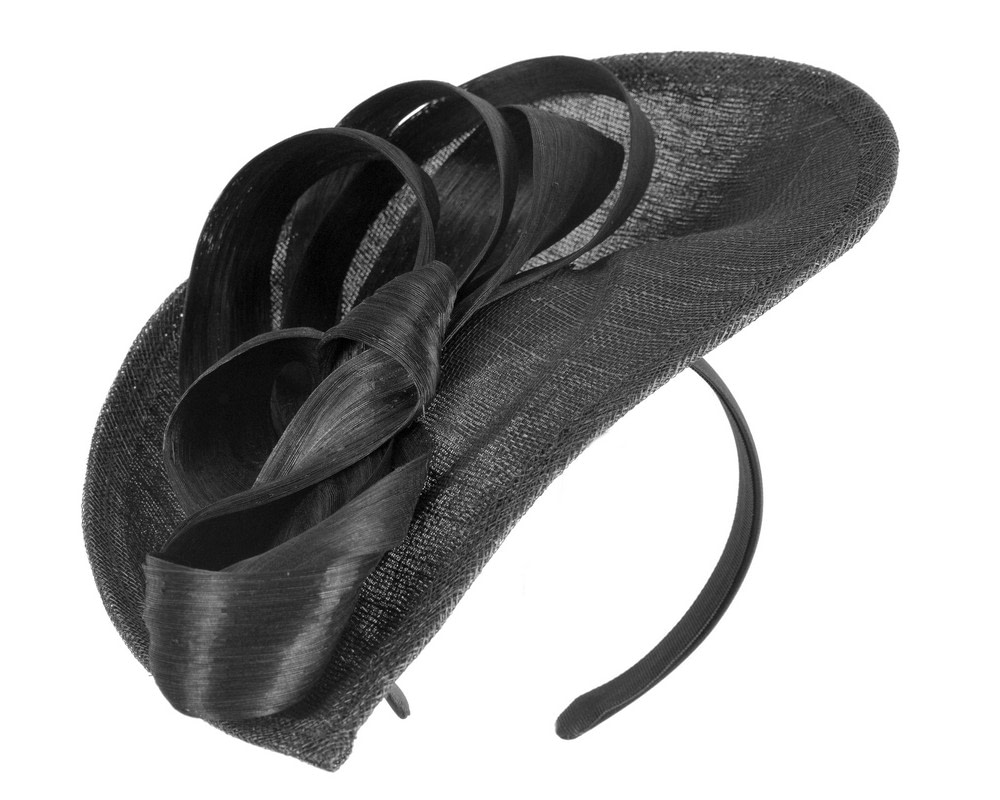 Large black sinamay fascinator by Max Alexander - Hats From OZ UK Large black sinamay fascinator by Max Alexander - Image 2