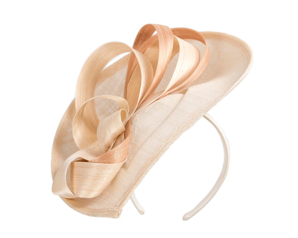 Large cream & nude sinamay fascinator by Max Alexander - Hats From OZ UK Large cream & nude sinamay fascinator by Max Alexander - Image 2
