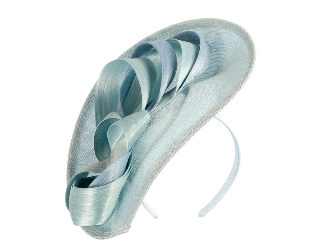Large light blue sinamay fascinator by Max Alexander - Hats From OZ UK Large light blue sinamay fascinator by Max Alexander - Image 2