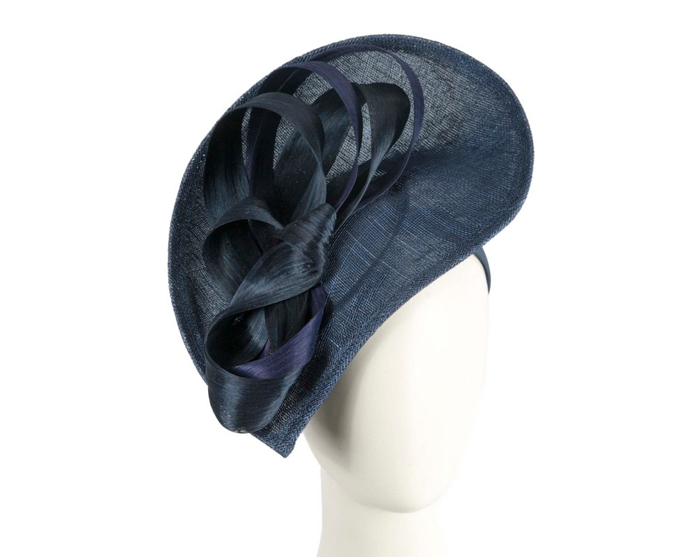 Large navy sinamay fascinator by Max Alexander - Hats From OZ UK | MA960N Large navy sinamay fascinator by Max Alexander - Hats From OZ UK