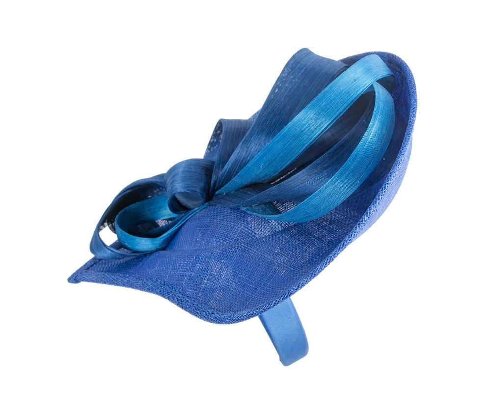 Large royal blue sinamay fascinator by Max Alexander - Hats From OZ UK Large royal blue sinamay fascinator by Max Alexander - Image 3