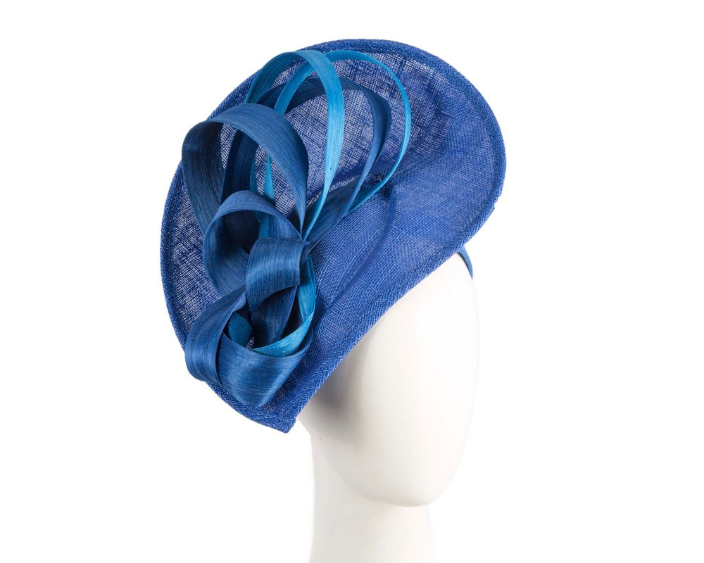 Large royal blue sinamay fascinator by Max Alexander - Hats From OZ UK