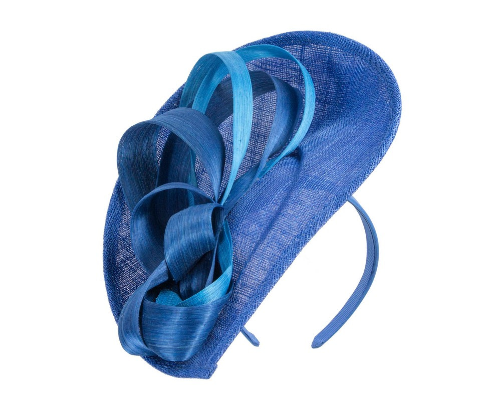 Large royal blue sinamay fascinator by Max Alexander - Hats From OZ UK Large royal blue sinamay fascinator by Max Alexander - Image 2