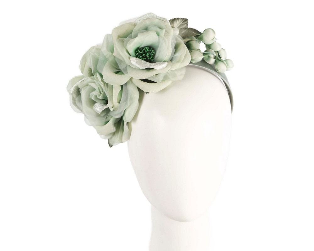 Large green flower fascinator headband by Max Alexander - Hats From OZ UK