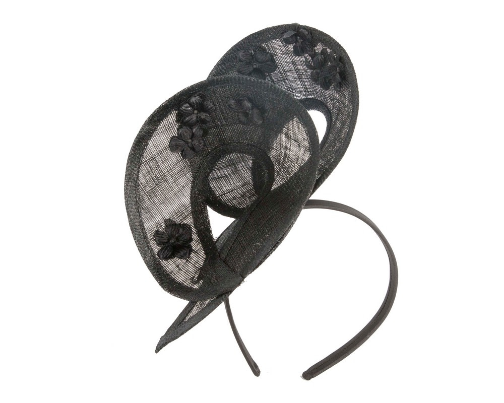 Exquisite black sinamay fascinator by Max Alexander - Hats From OZ UK Exquisite black sinamay fascinator by Max Alexander - Image 2