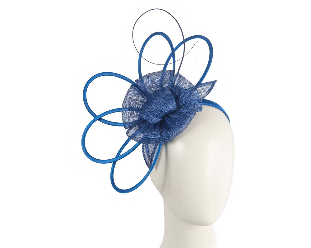 Unique royal blue sinamay fascinator by Max Alexander - Hats From OZ UK | MA970RB Unique royal blue sinamay fascinator by Max Alexander - Hats From OZ UK