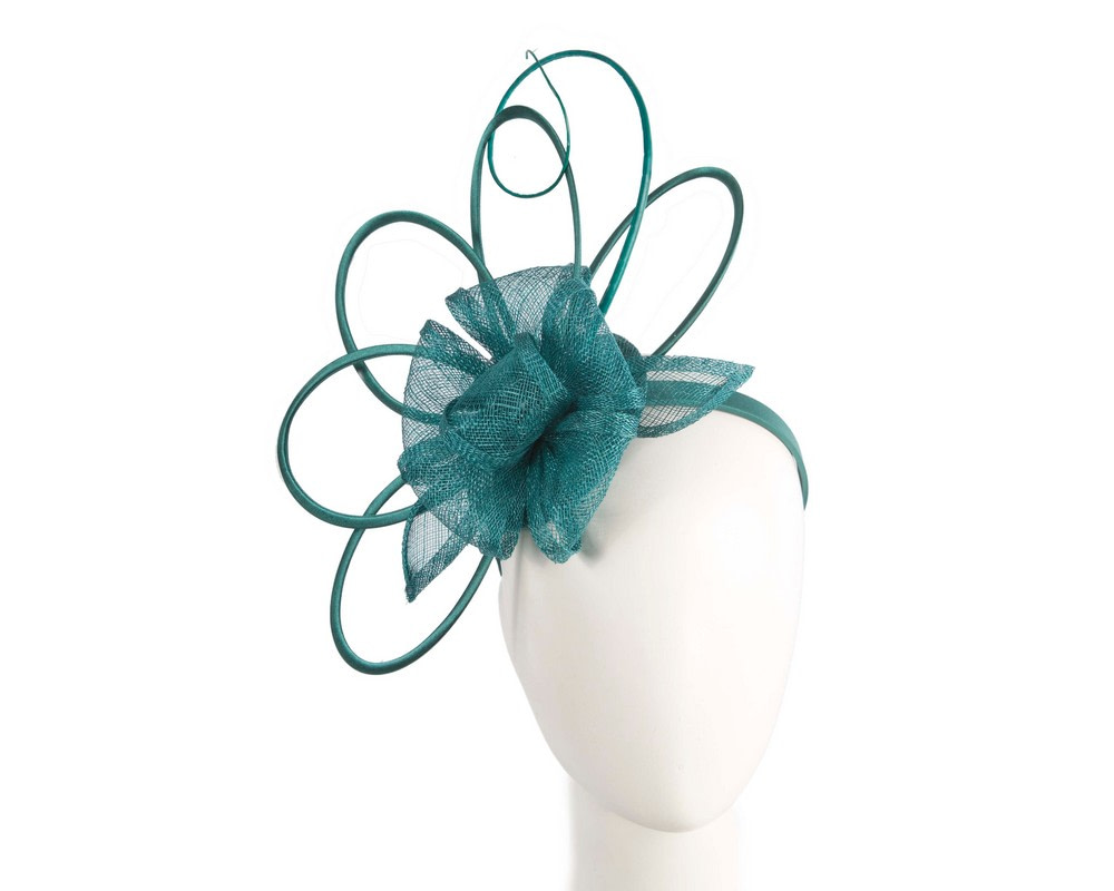 Unique teal green sinamay fascinator by Max Alexander - Hats From OZ UK | MA970TE Unique teal green sinamay fascinator by Max Alexander - Hats From OZ UK
