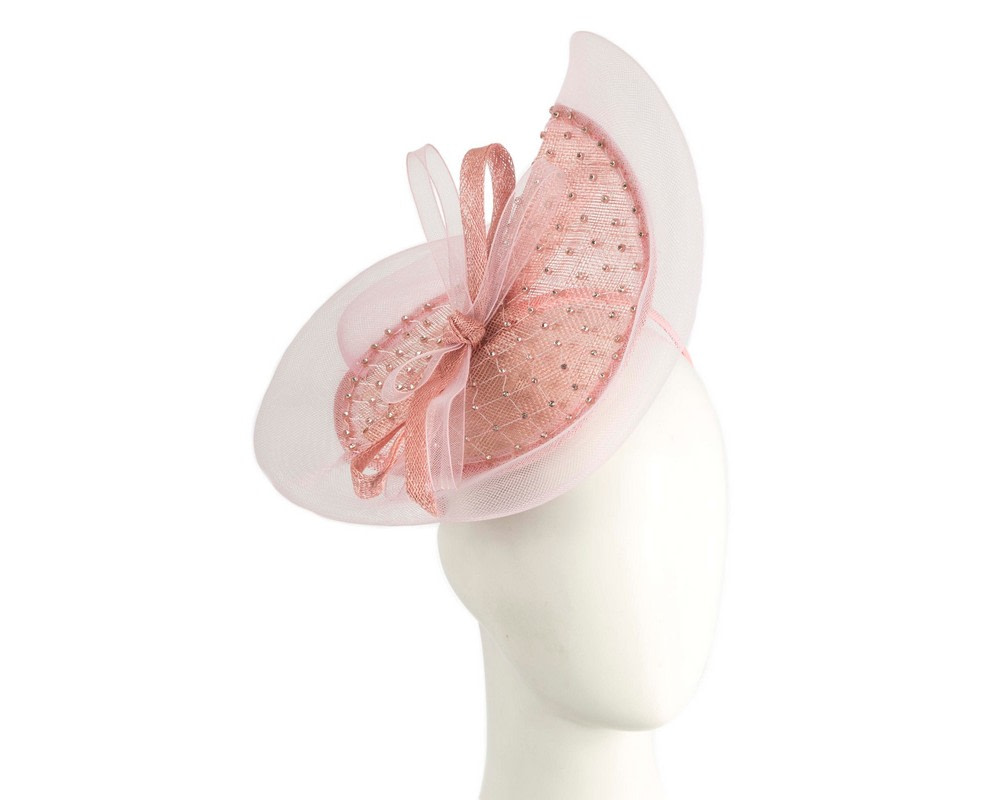 One-of-a-kind dusty pink racing fascinator by Max Alexander - Hats From OZ UK