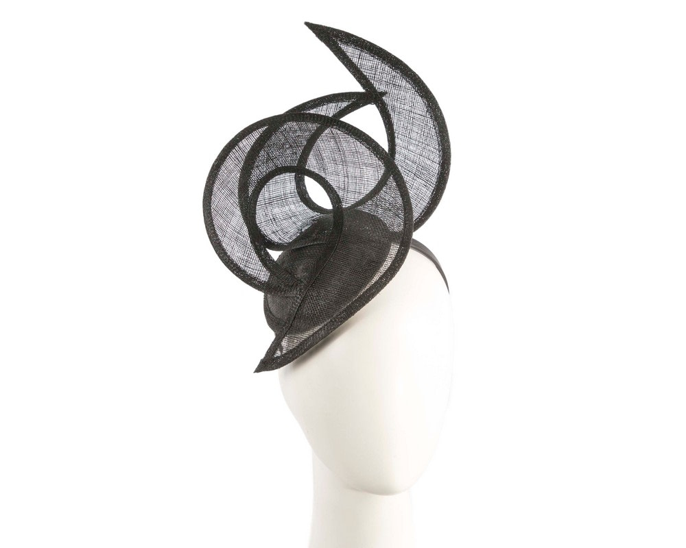 Edgy black sinamay fascinator by Max Alexander - Hats From OZ UK