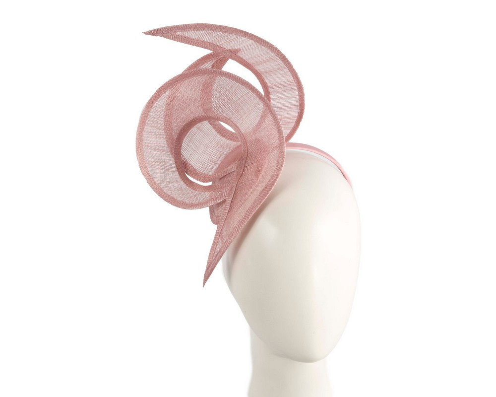 Edgy dusty pink sinamay fascinator by Max Alexander - Hats From OZ UK