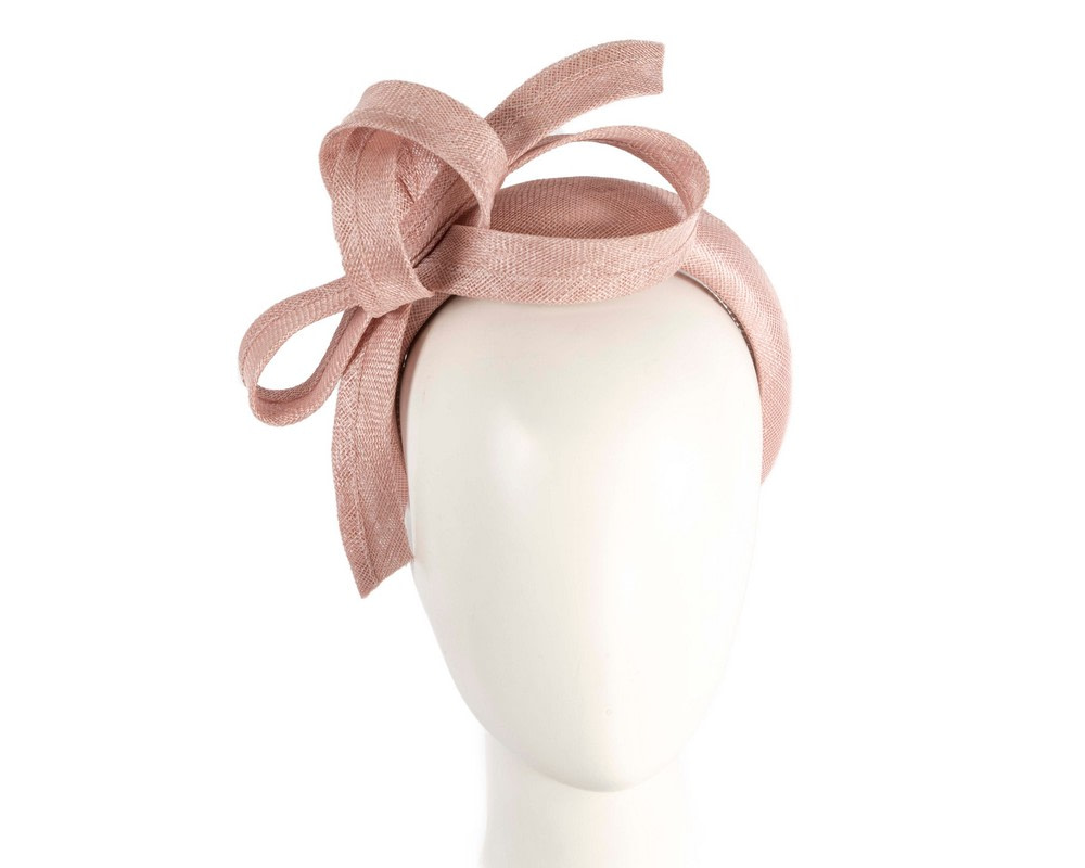 Sculpted dusty pink sinamay bow headband - Hats From OZ UK | MA976DP Sculpted dusty pink sinamay bow headband - Hats From OZ UK