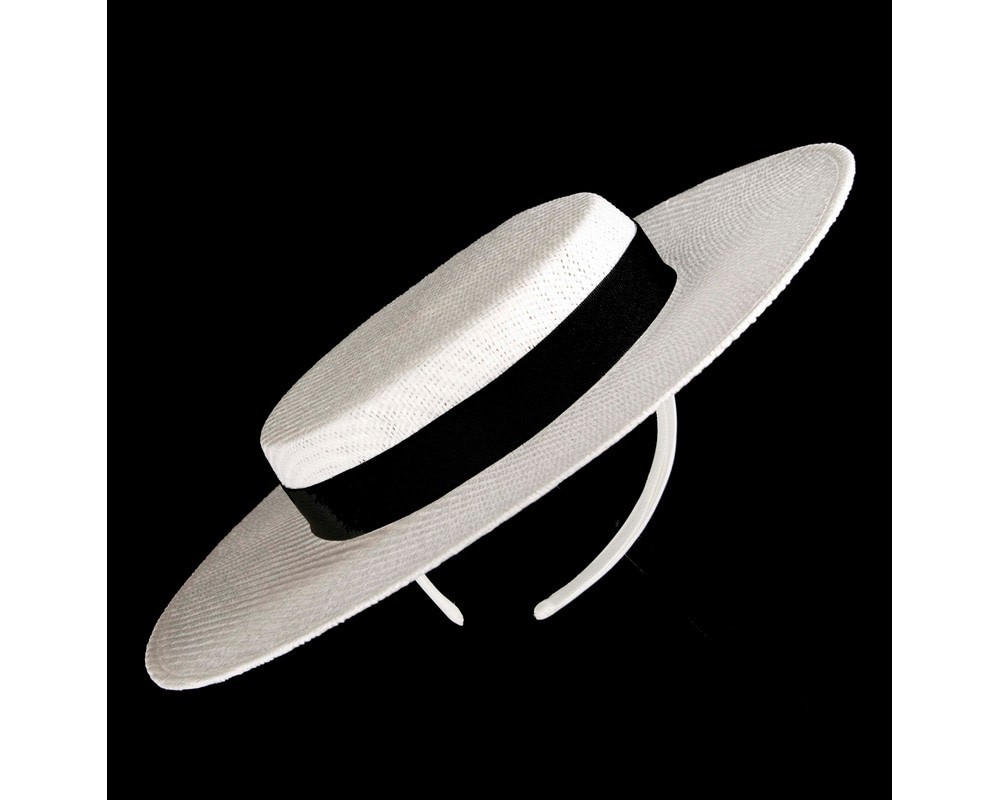 White & Black boater hat by Max Alexander - Hats From OZ UK White & Black boater hat by Max Alexander - Image 2