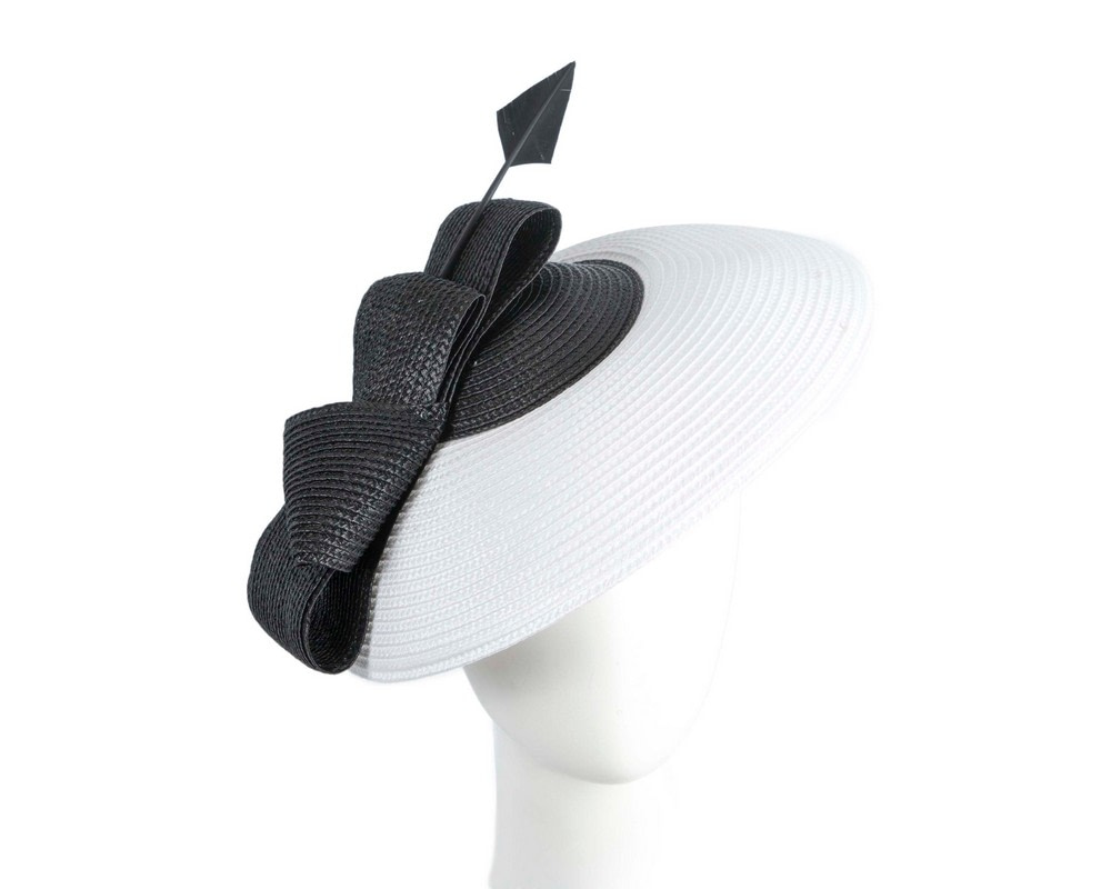 White & Black "saucer" fascinator hat by Max Alexander - Hats From OZ UK