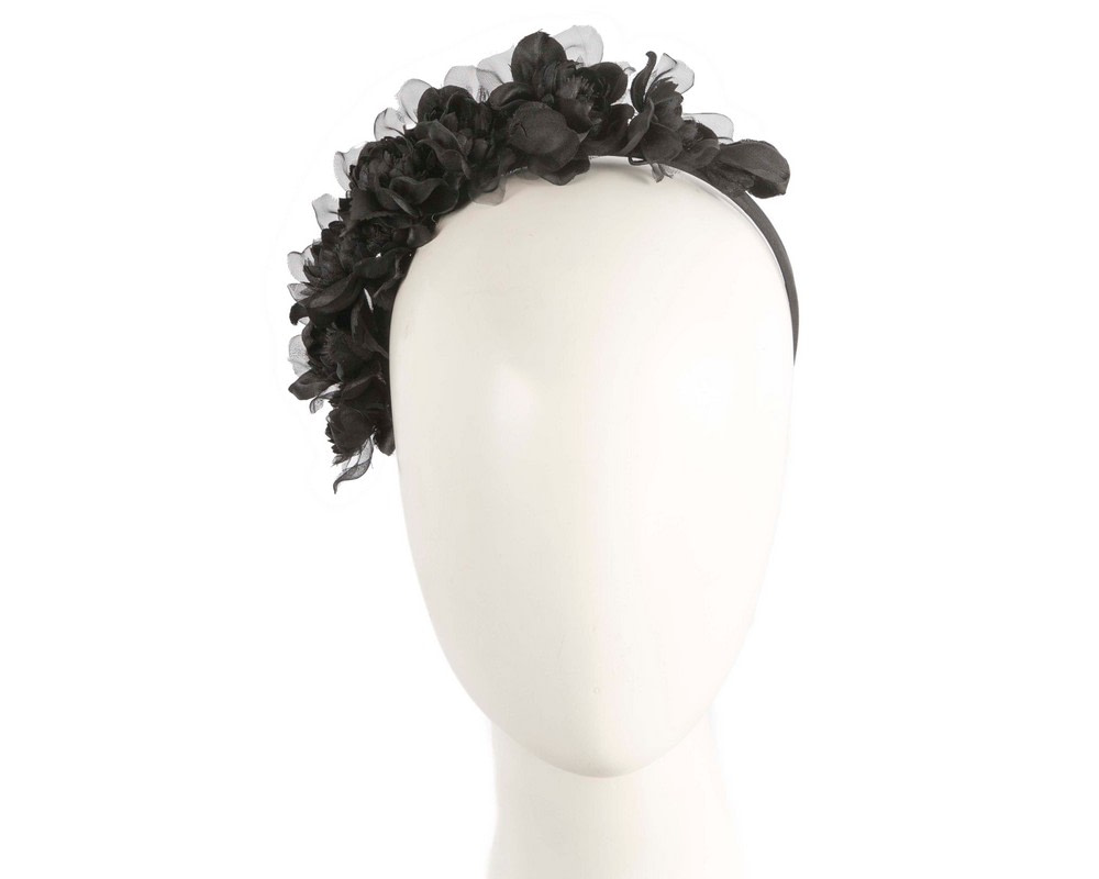 Black flower headband by Max Alexander - Hats From OZ UK | MA981B Black flower headband by Max Alexander - Hats From OZ UK