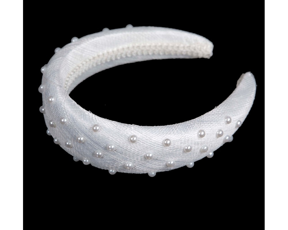 White sinamay headband with pearls by Max Alexander - Hats From OZ UK White sinamay headband with pearls by Max Alexander - Image 2