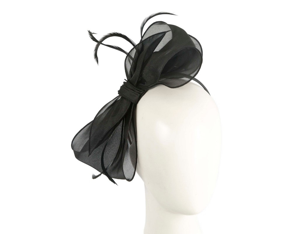 Black organza bow fascinator by Max Alexander - Hats From OZ UK | MA984B Black organza bow fascinator by Max Alexander - Hats From OZ UK