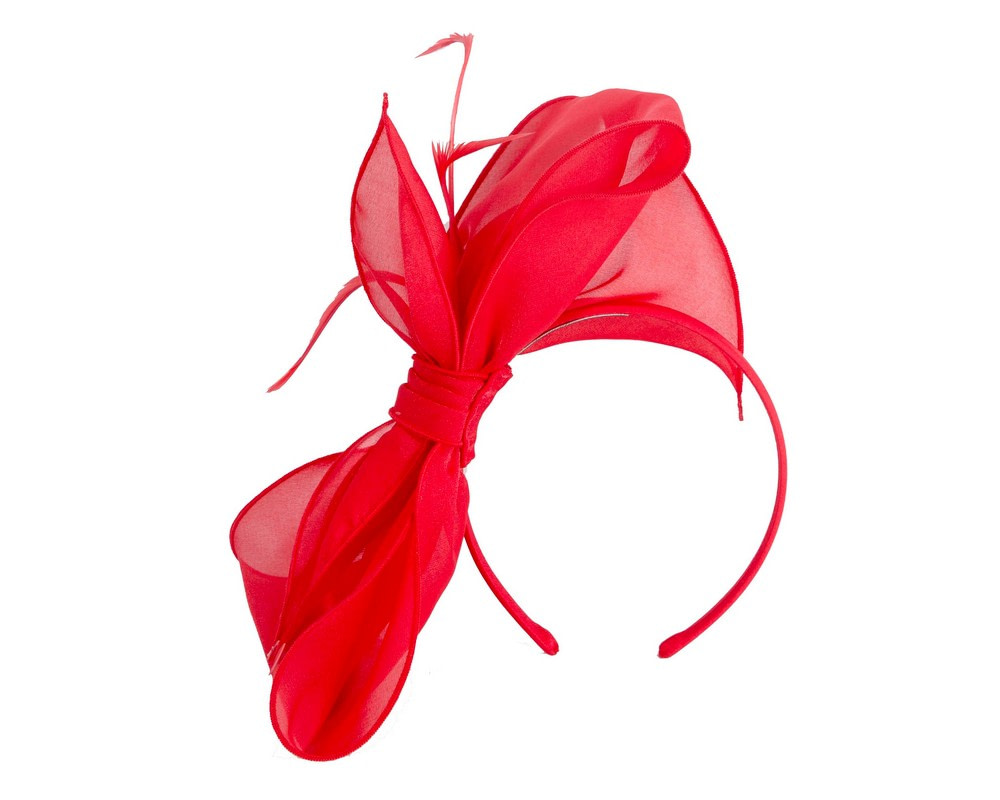 Red organza bow fascinator by Max Alexander - Hats From OZ UK Red organza bow fascinator by Max Alexander - Image 2