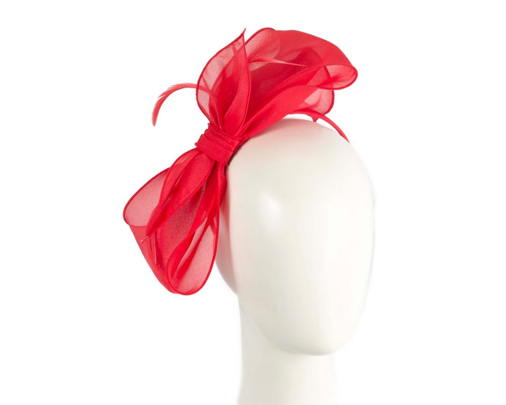 Red organza bow fascinator by Max Alexander - Hats From OZ UK Red organza bow fascinator by Max Alexander