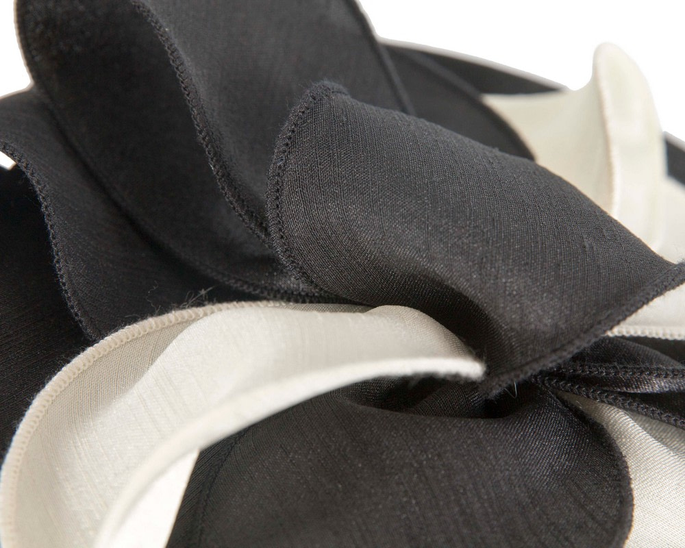 Black & Cream shantung fascinator by Max Alexander - Hats From OZ UK Black & Cream shantung fascinator by Max Alexander - Image 3
