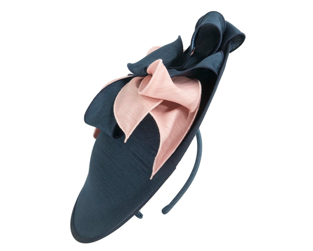 Navy & pink shantung fascinator by Max Alexander - Hats From OZ UK Navy & pink shantung fascinator by Max Alexander - Image 4