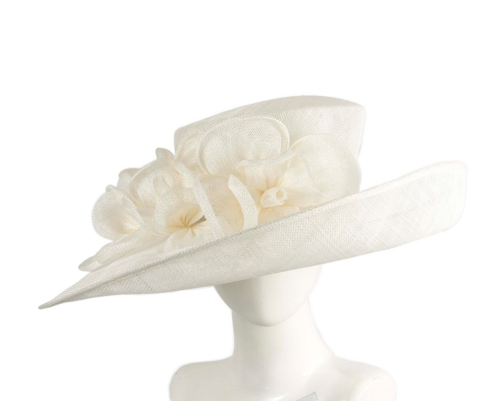Cream wide brim sinamay fashion hat by Max Alexander - Hats From OZ UK