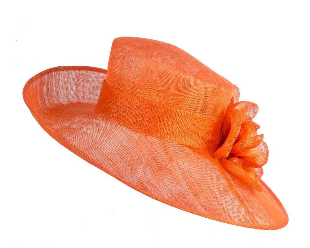 Orange wide brim sinamay fashion hat by Max Alexander - Image 6