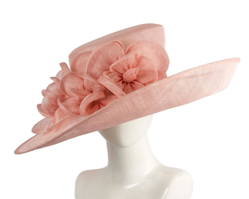 Pink wide brim sinamay fashion hat by Max Alexander - Hats From OZ UK