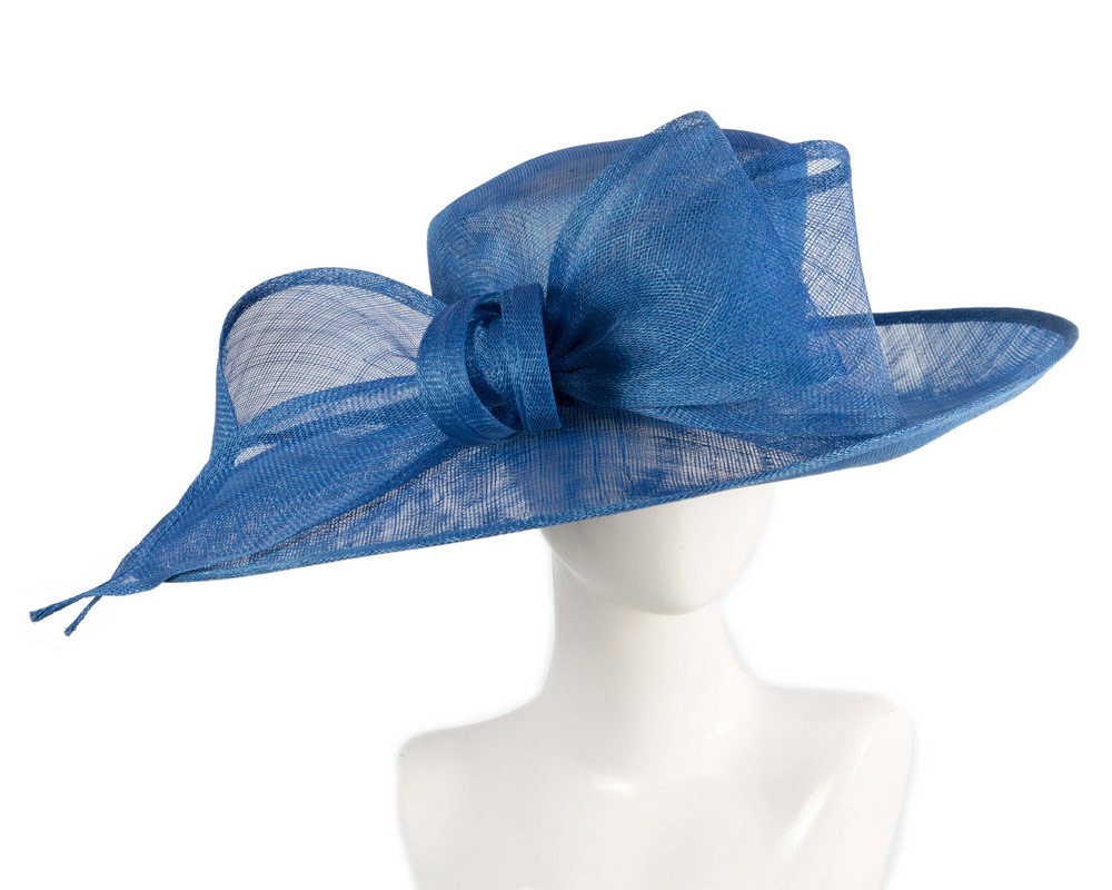 Royal Blue sinamay hat with large bow by Max Alexander - Hats From OZ UK
